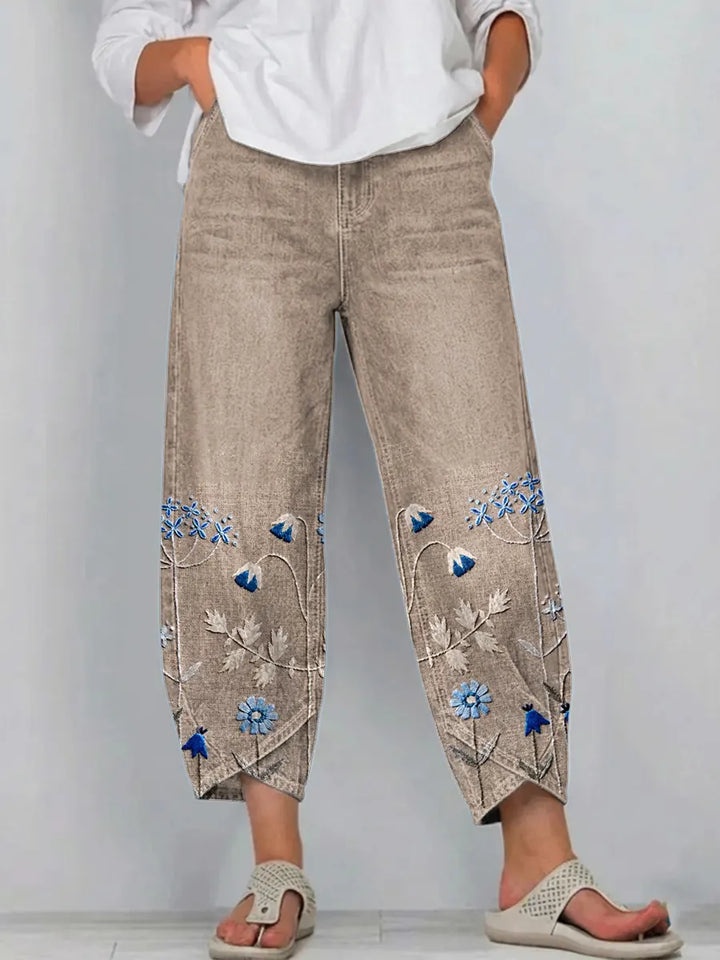 Quintine | Floral-Embroidered Trouser