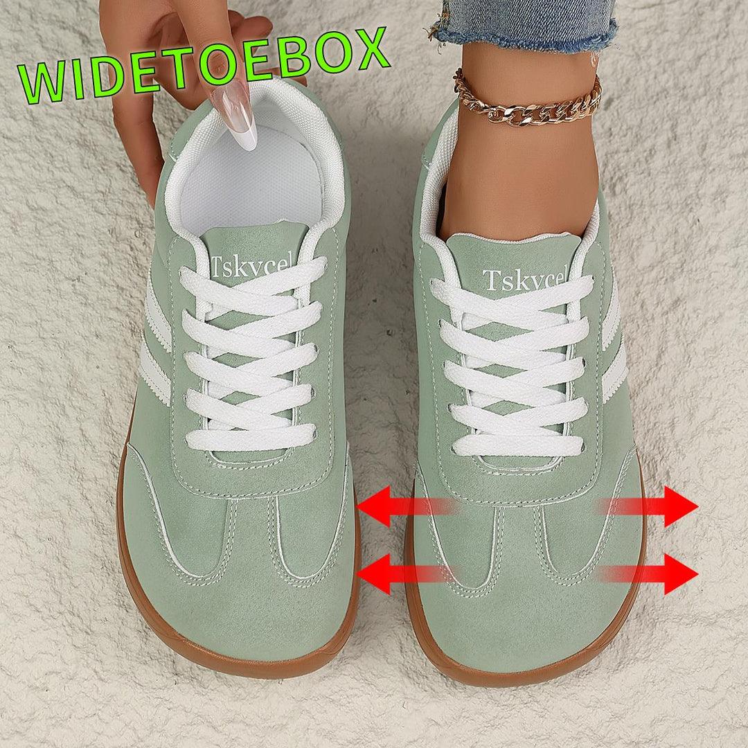 Women's Flat Lace Up Wide Toe Box Sneakers