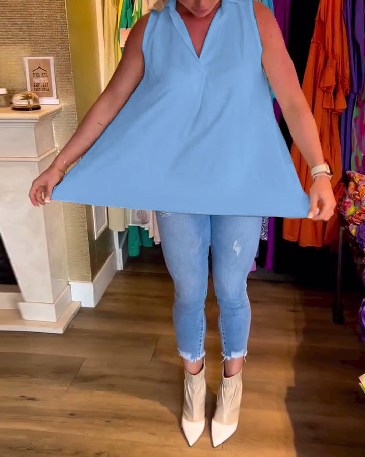 Fionnuala | Collared Sleeveless Top