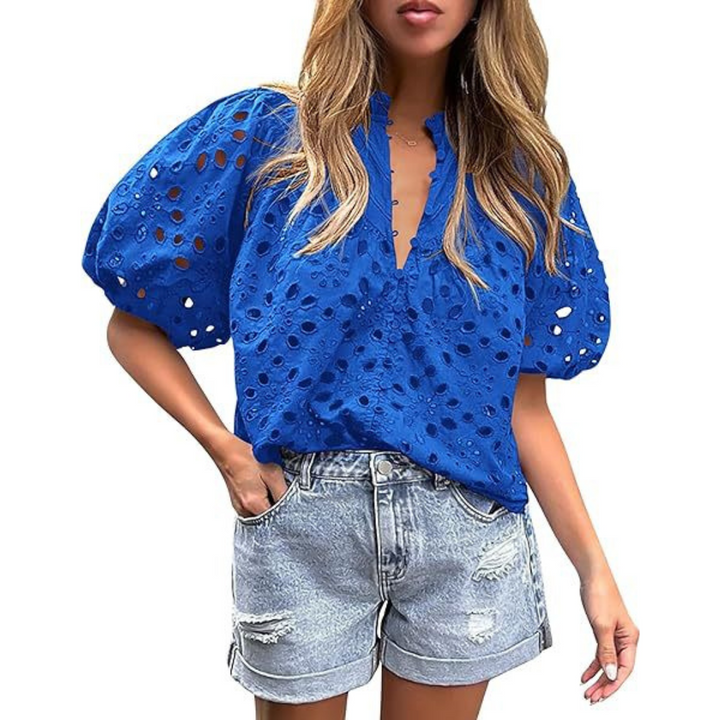 Mayumi Elegant Chic Puff Sleeve Long Sleeve Top | Sophisticated Everyday Top