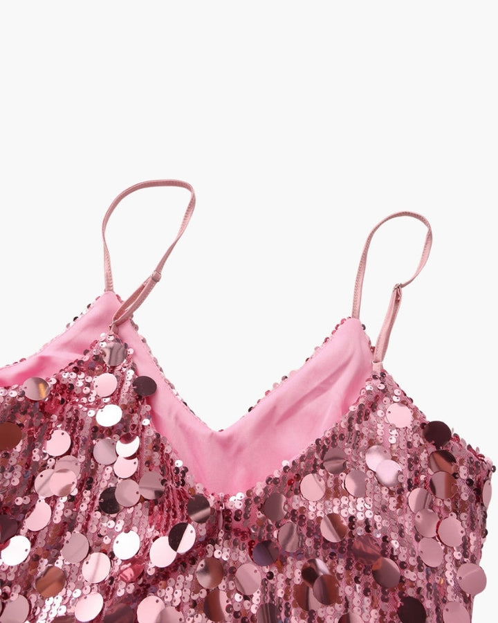 Women's Tank Sequin V-Neck Mini Going Out Top