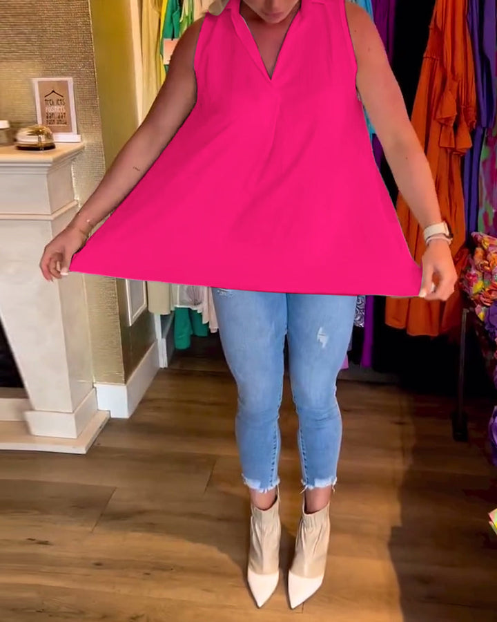 Fionnuala | Collared Sleeveless Top