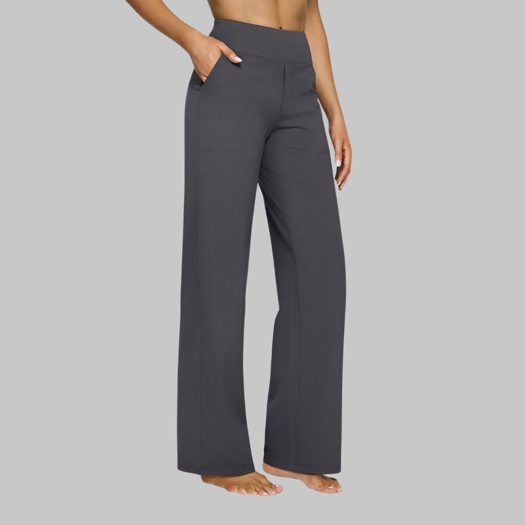 Women's High Waist Long Gaucho Pants - Grey