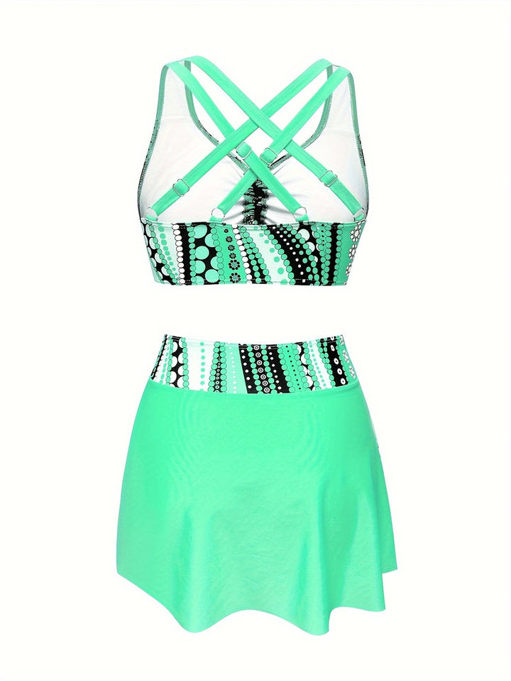 Marina | Printed Swim Set With Cover-Up Skirt