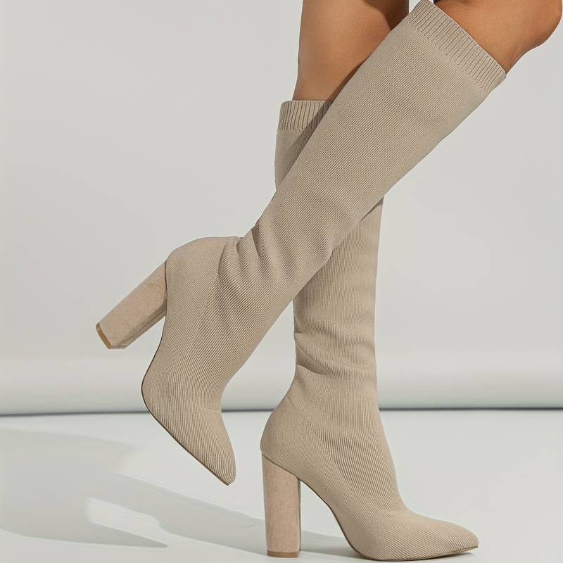 Gwendolyn women's sock fit block heel knee high boots - photo 8