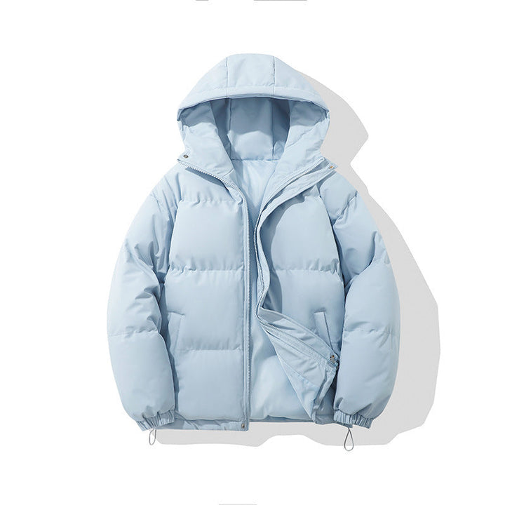 Women's Chic Hooded Puffer Winter Jacket - Light Blue