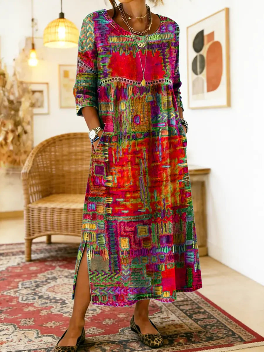 Beatrix | Patchwork Print Midi Dress