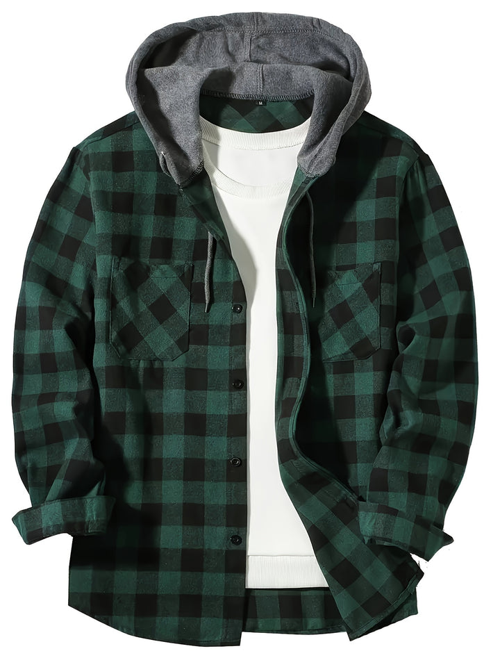 Men's Plus Size Hooded Relaxed Fit Overshirt