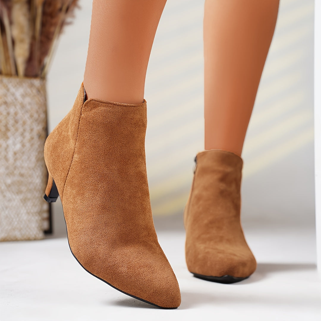 Women's Ankle Kitten Heel Boots - Light Brown
