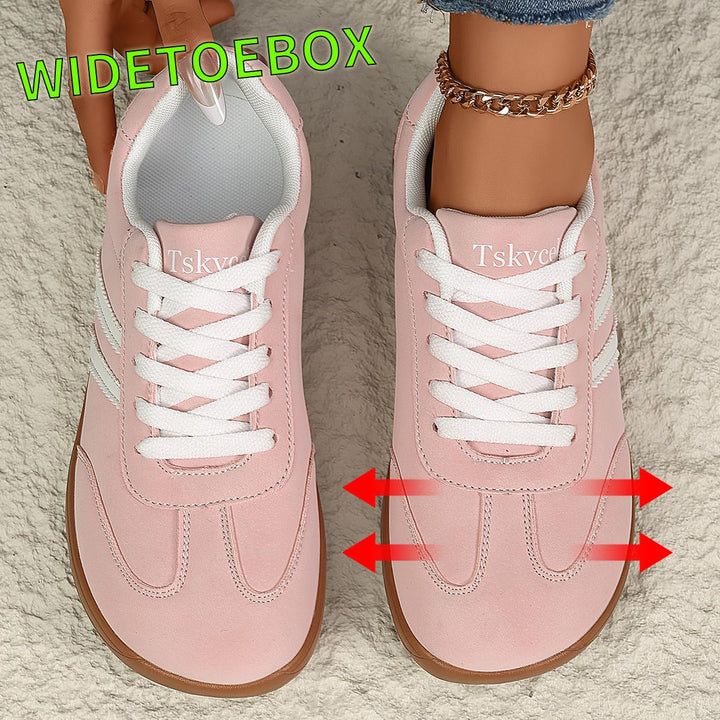 Women's Flat Lace Up Wide Toe Box Sneakers