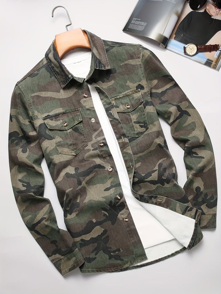 Men's Camouflage Regular Fit Pocket Overshirt