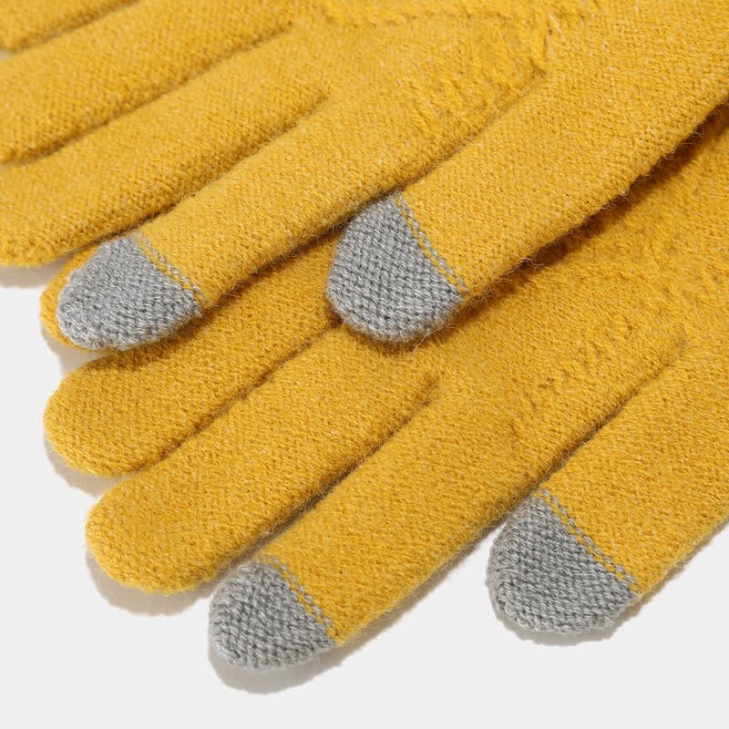 Women's Classic Warm Winter Knit Gloves Set