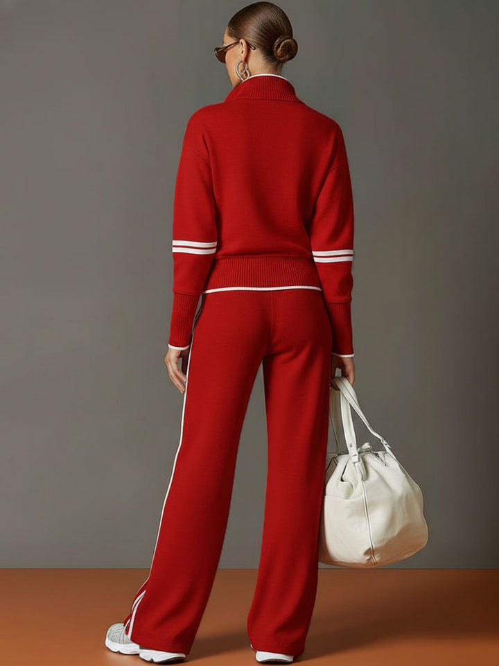 Christèle | Stripe-Trim Two-Piece Set