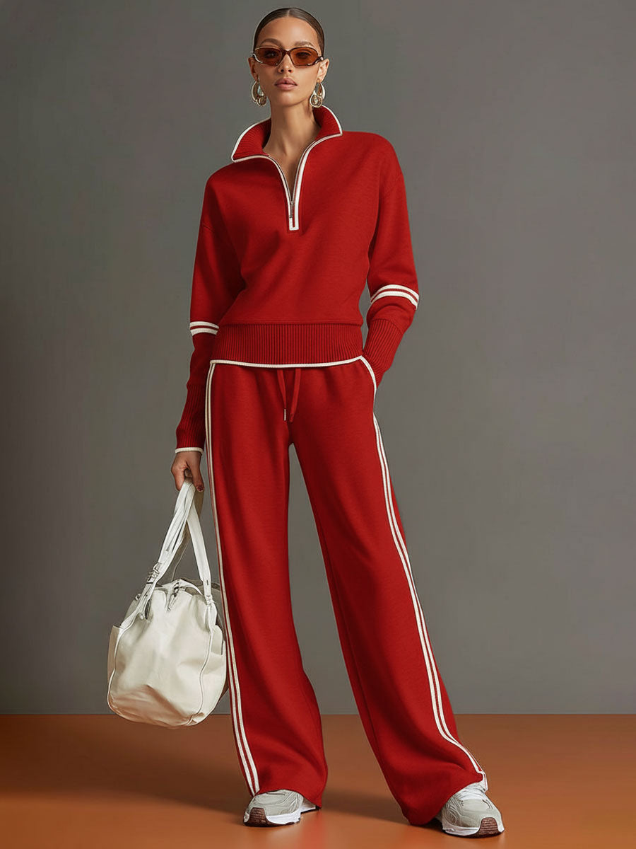 Christèle | Stripe-Trim Two-Piece Set