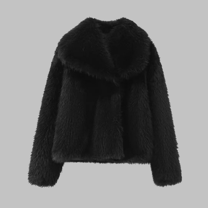 Women's Elegant Winter Faux Fur Coat - Black