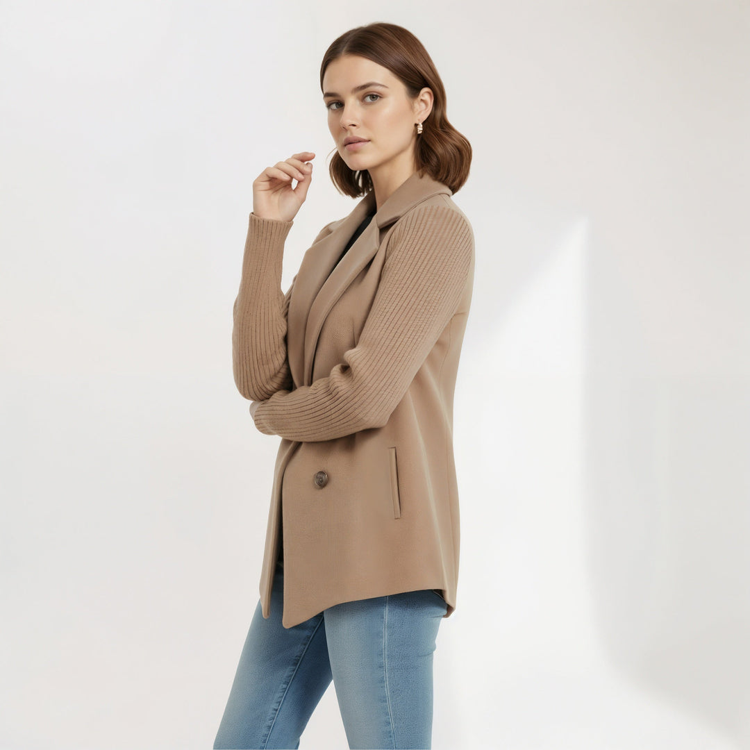Women's Lightweight Draped Roll-Up Sleeve Coat