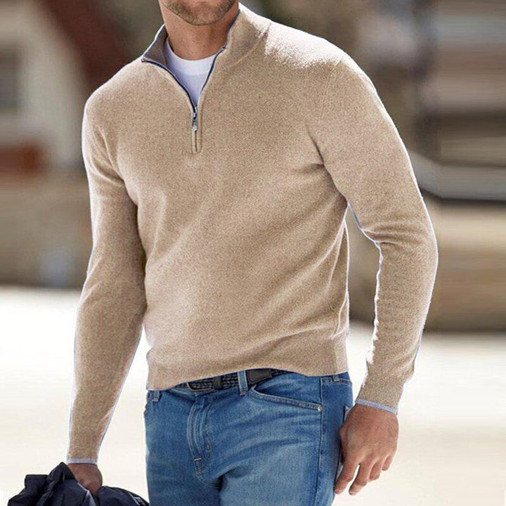 Men's Classic Knit Quarter Zip Sweater - Beige