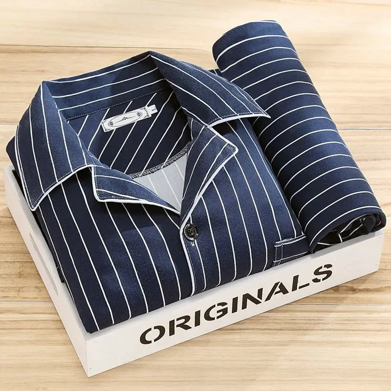 Men's Lounge Matching Long Indigo Pajama Set - Bayoux Blue