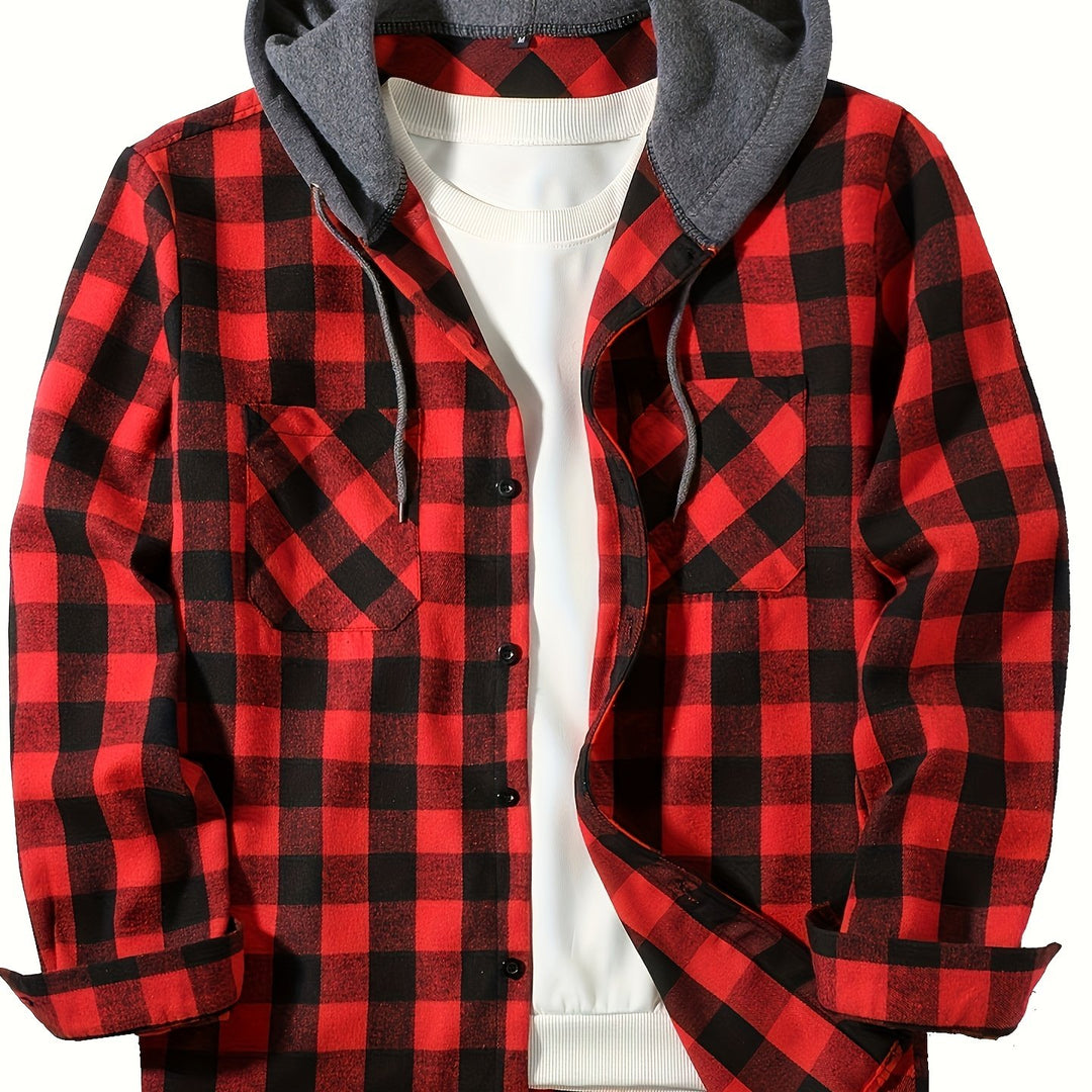 Men's Plus Size Hooded Relaxed Fit Overshirt