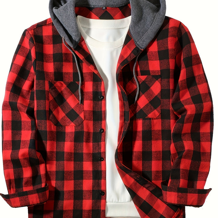 Men's Plus Size Hooded Relaxed Fit Overshirt