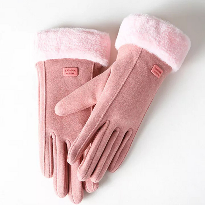 Women's Elegant Insulated Warm Knit Winter Gloves - Pink
