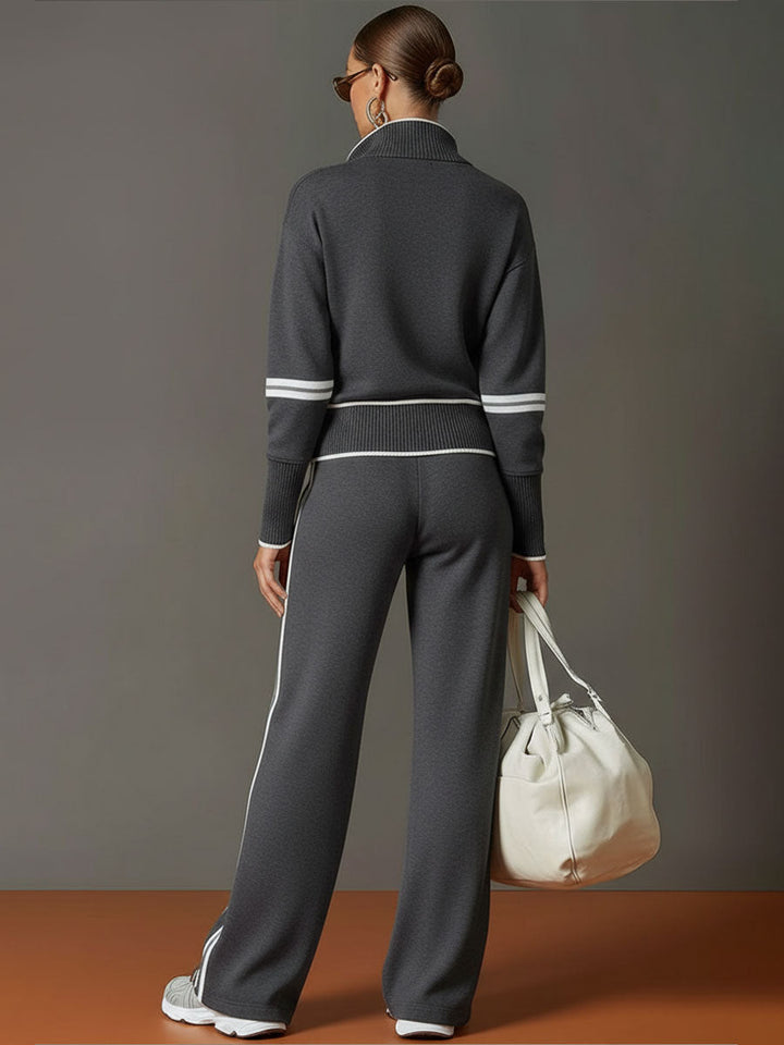 Christèle | Stripe-Trim Two-Piece Set