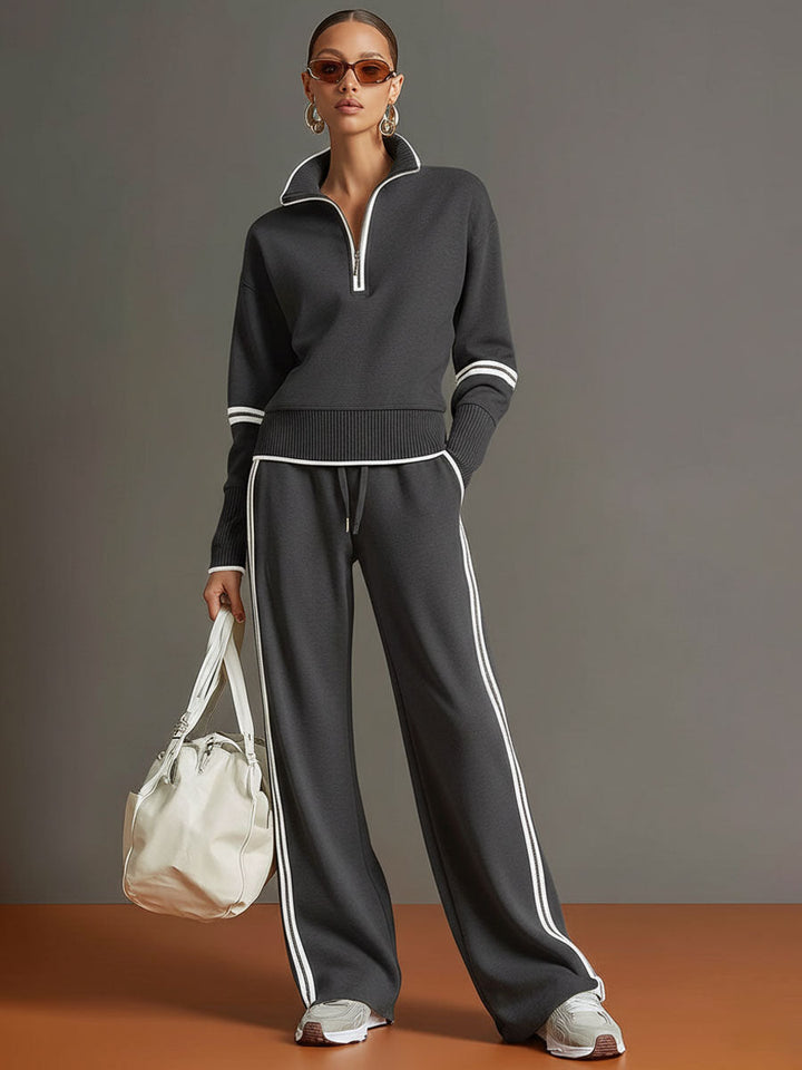 Christèle | Stripe-Trim Two-Piece Set
