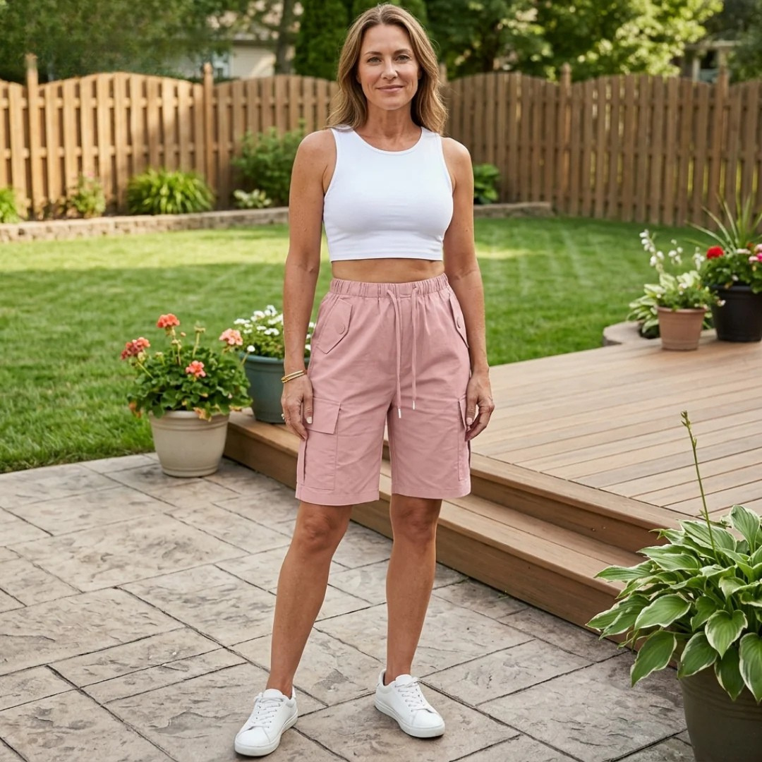 Cerys | Drawstring-Waist Cargo Short