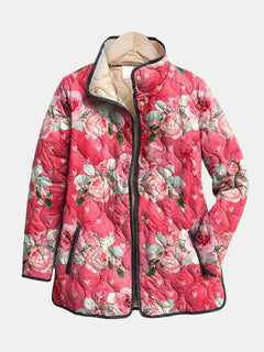 Freya | Soft Pink Quilted Jacket with a Floral Print