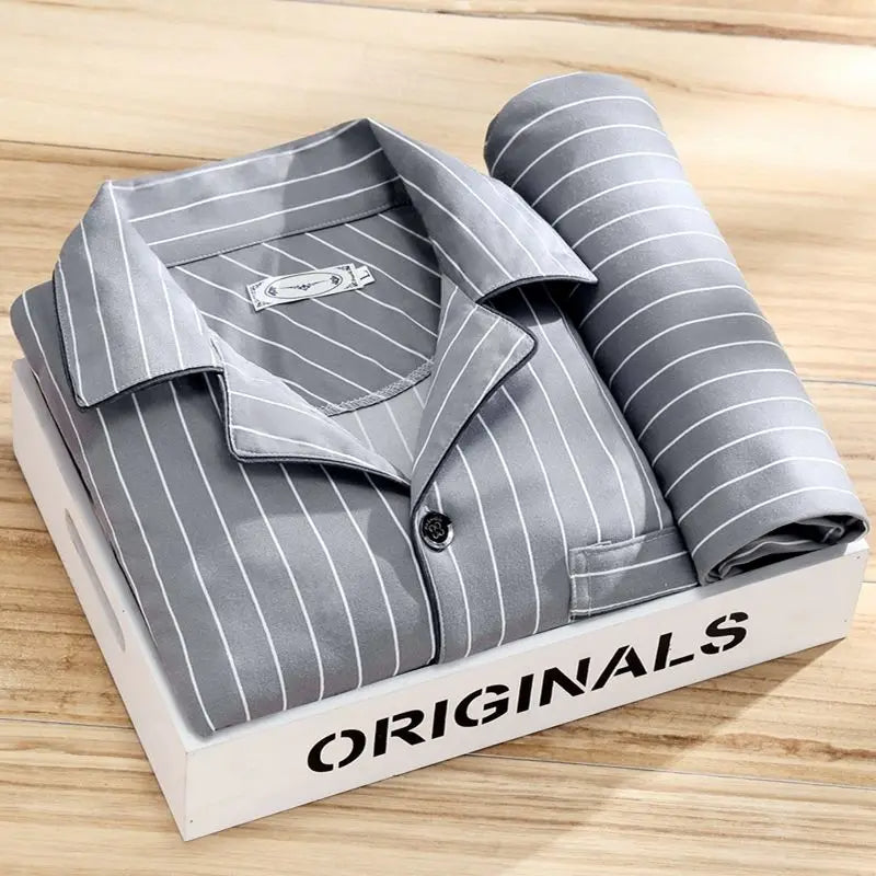 Men's Lounge Matching Long Indigo Pajama Set - Spun Pearl