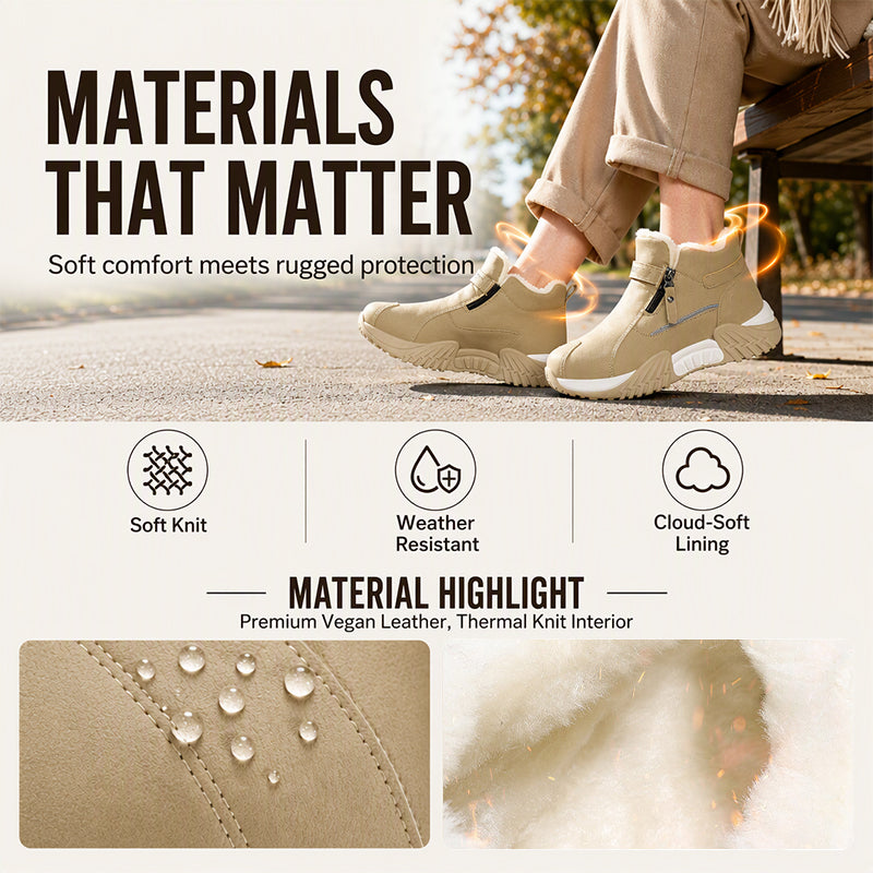 Men's Leather Winter Slip On Thermal Knit Snow Boots