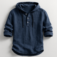 Elliot | Hooded Linen Shirt with a Button Placket