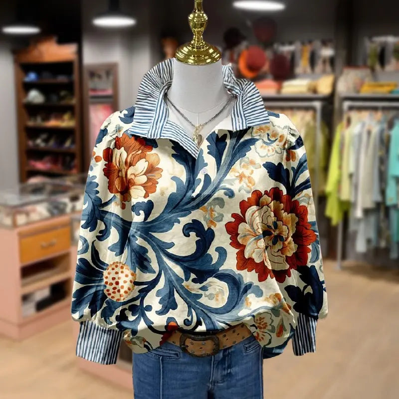 Serenity™| Women Classy Vintage Floral Printed Blouse