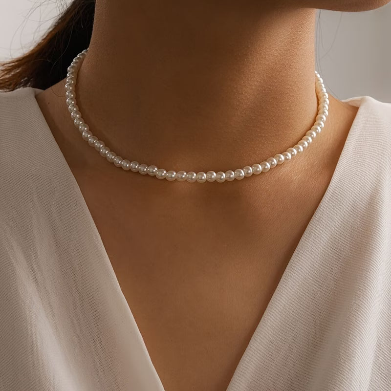 Women's Choker Pearl Necklace - White