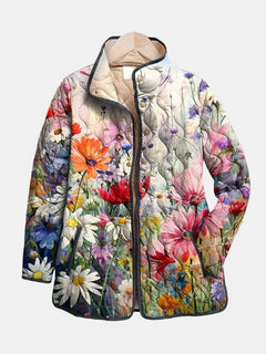 Kaia | Graceful Quilted Jacket with a Vintage Bloom Print