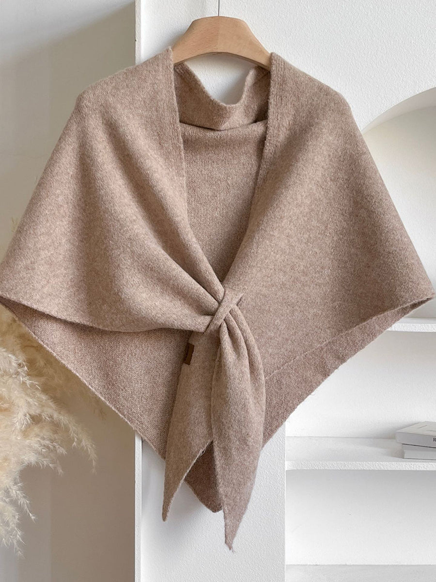 Women's Alpaca Wool Winter Triangle Scarf - Khaki