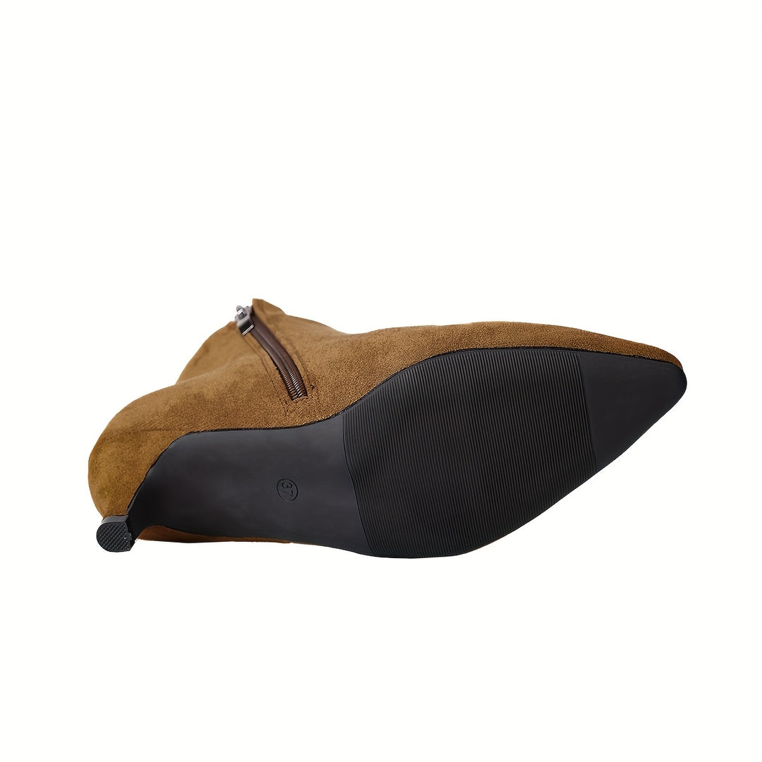Women's Ankle Kitten Heel Boots - Light Brown