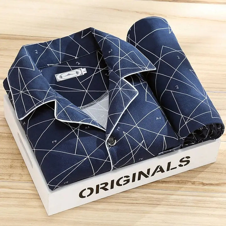 Men's Lounge Matching Long Indigo Pajama Set - Storm Grey
