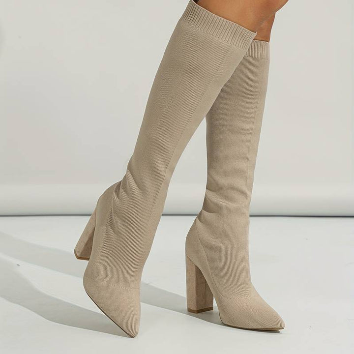 Gwendolyn women's sock fit block heel knee high boots - photo 9