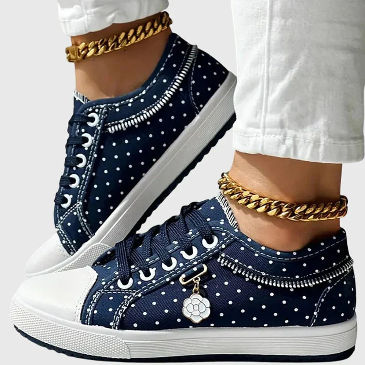 Women's Wide Toe Box Lace-Up Orthopedic Sneakers - Dark Blue
