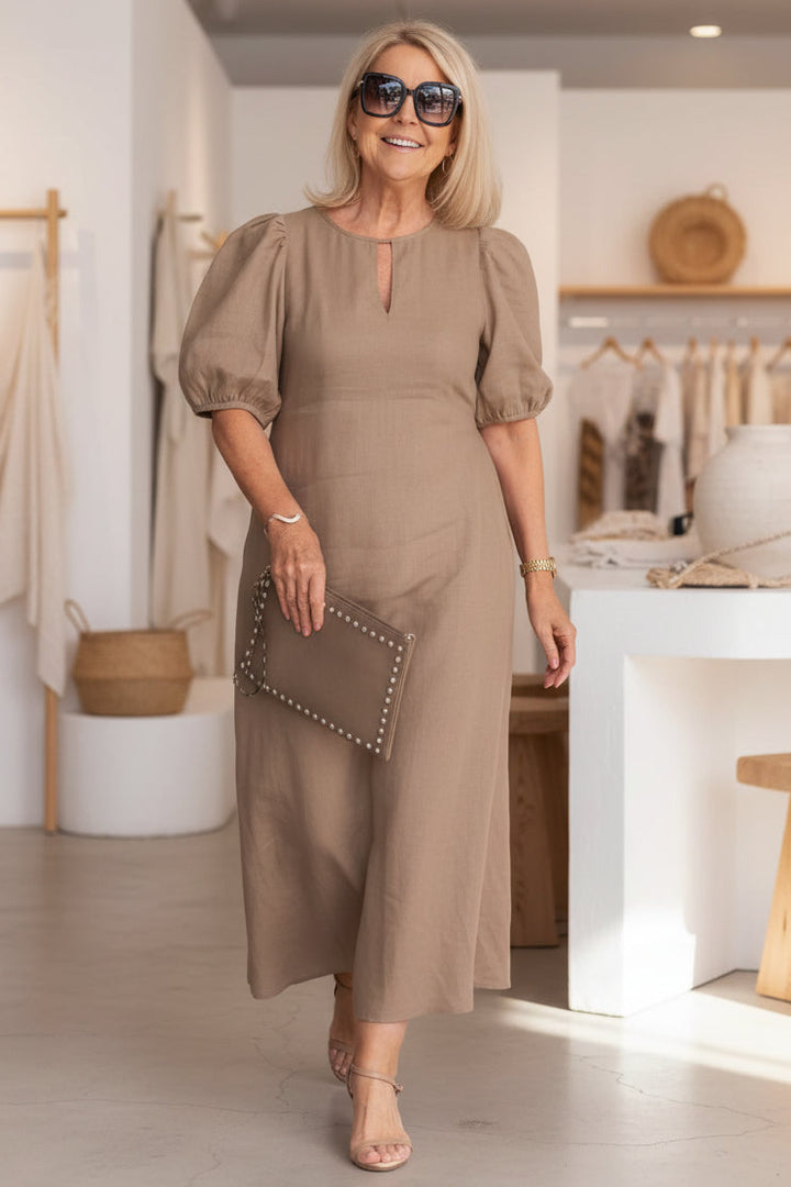 Luce | Puff-Sleeve Midi Dress