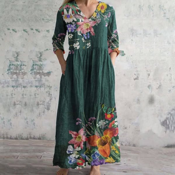 Vivienne | Botanical Print Midi Dress