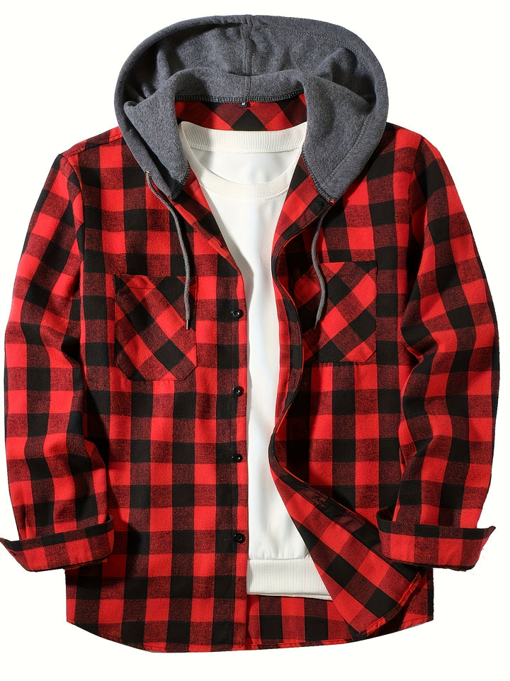 Men's Plus Size Hooded Relaxed Fit Overshirt