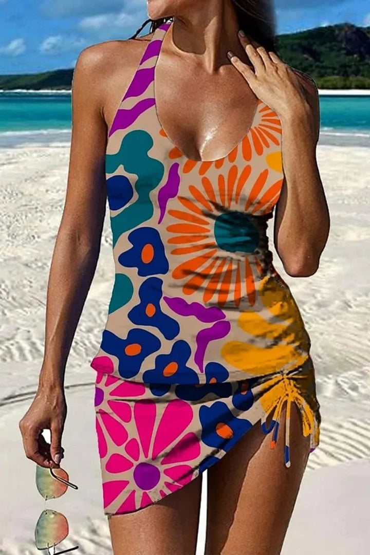 Fiesta | Belly-Covering Graphic Floral Tankini Set