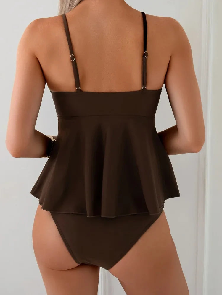 Coco | Belly-Covering Peplum Tankini Set