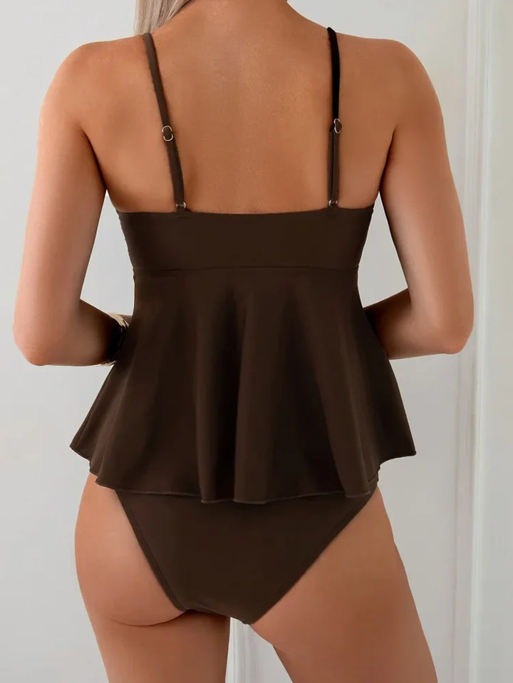 Coco | Belly-Covering Peplum Tankini Set