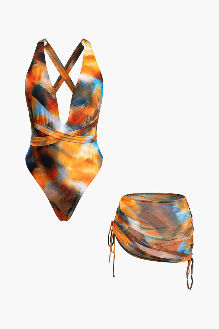 Sienna | Watercolour Wrap Swimsuit & Sarong Set