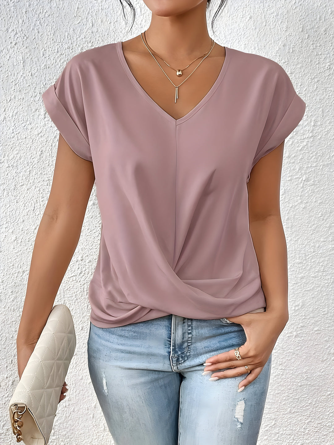 Meika™  | Women Classic Twist Detail V-Neck Top