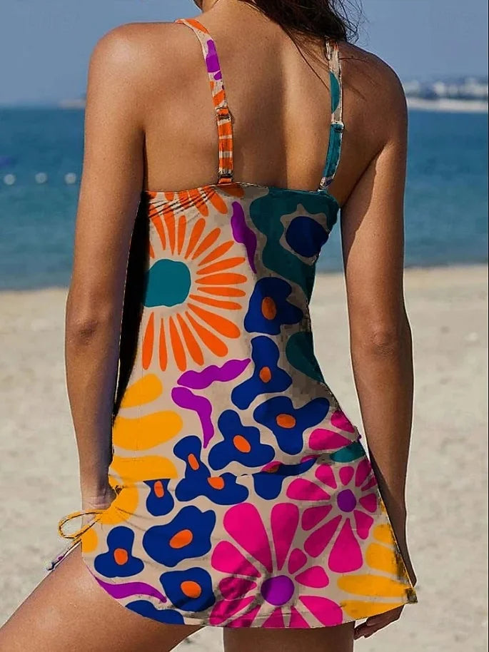 Fiesta | Belly-Covering Graphic Floral Tankini Set