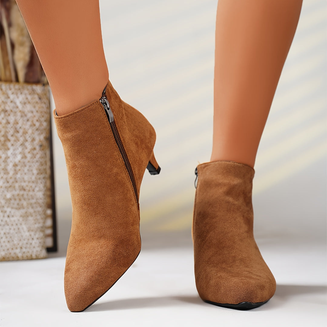Women's Ankle Kitten Heel Boots - Light Brown